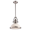 Elk Lighting Chadwick 1-Light Pendant in Polished Nickel with White Glass 66113-1